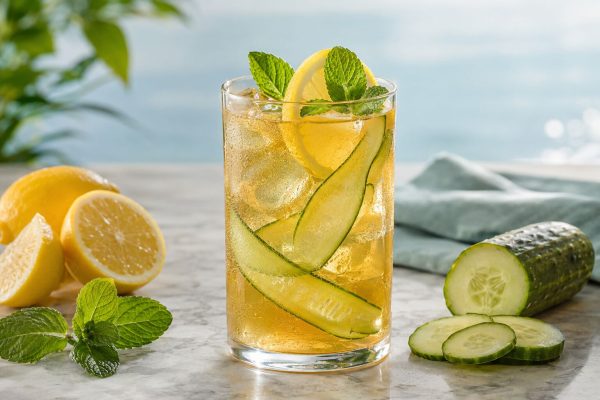 Citrus Punch Cucumber Cooler with cucumber, lemon, orange and mint