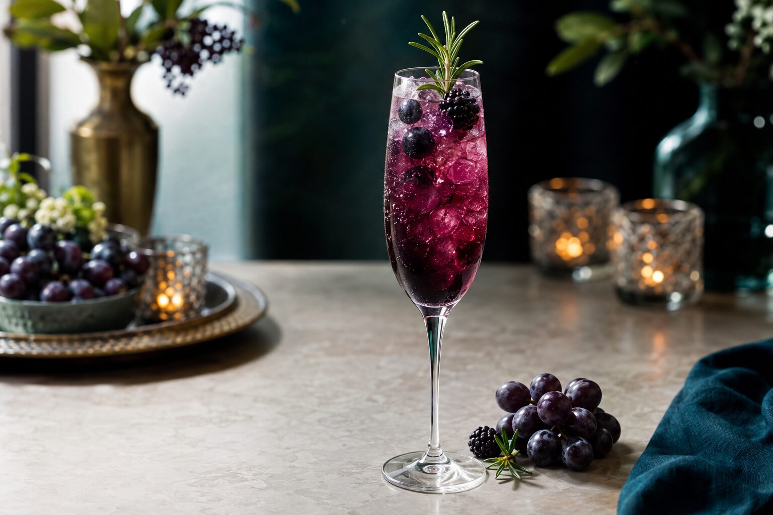 Concord Grape Rosemary Tea Sparkler Concord Grape Rosemary Sparkler tea mocktail with grapes and rosemary