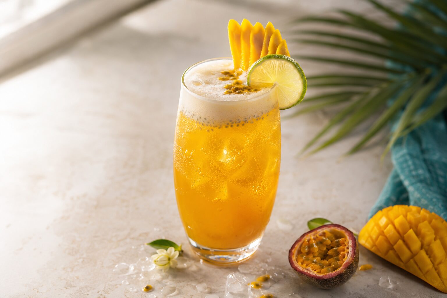 Golden mango coconut passion fizz