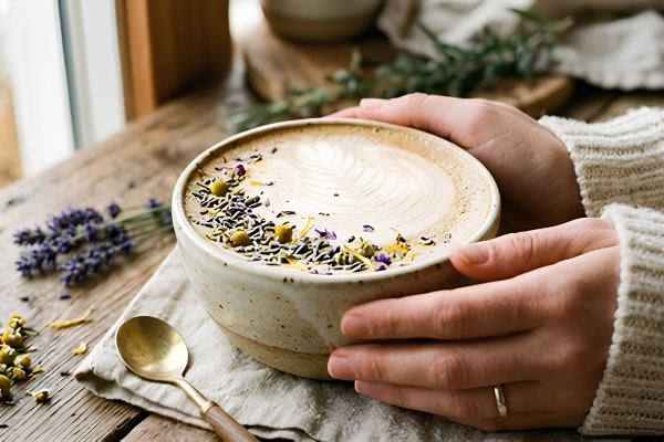 Lavender Rooibos Chamomile Latte made with Majestic Tea