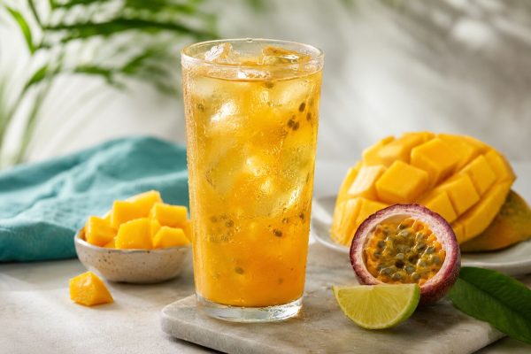 Mango Passion Paradise Iced Tea with mango and fresh passion fruit