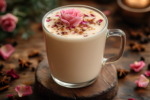 Rose garden Latte Rose Garden Tea Latte made with Majestic Rose Garden Black Tea