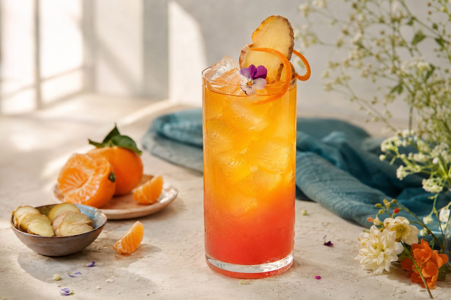 Tangerine Ginger Sunset Tea Mocktail